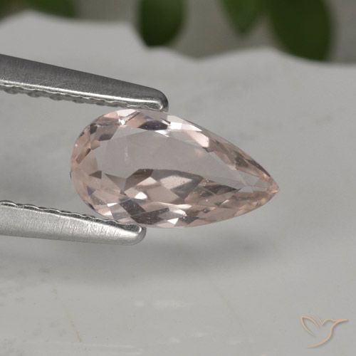 0.57ct Natural Very Light Pink Morganite, Pear Shape, VS