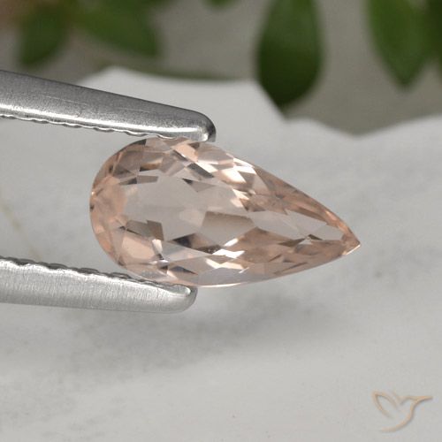 0.49ct Natural Salmon Pink Morganite, Pear Shape, VVS-VS