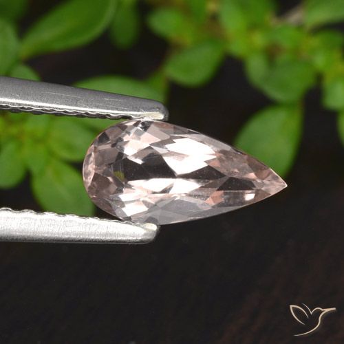 0.56ct Natural Medium Pink Morganite, Pear Shape, VVS-VS