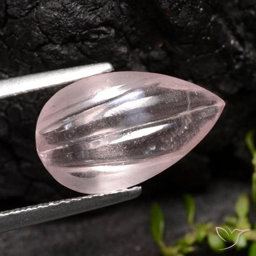 4.47 ct Pink Morganite Stone, Natural Morganite in Carved Pear Shape for Sale