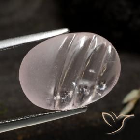4.17 ct White Morganite Stone, Natural Morganite in Carved Oval Cabochon Shape for Sale