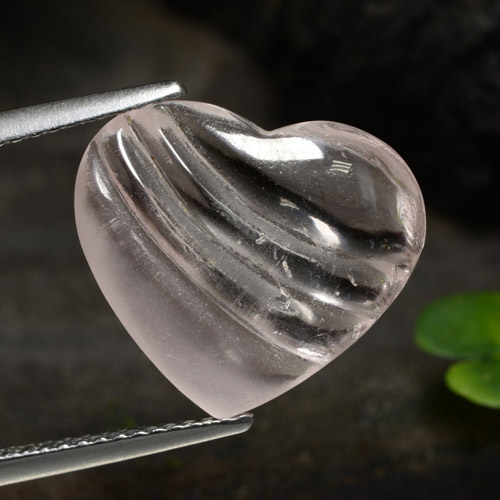 Coral Pink Tone Morganite Gem - 6.2ct Carved Heart Cabochon (ID: 472833)