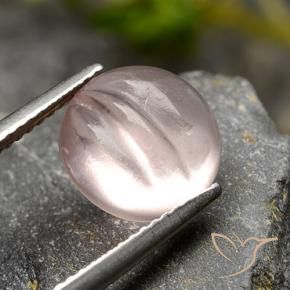 3.67 ct Pink Morganite Stone, Natural Morganite in Carved Round Cabochon Shape for Sale