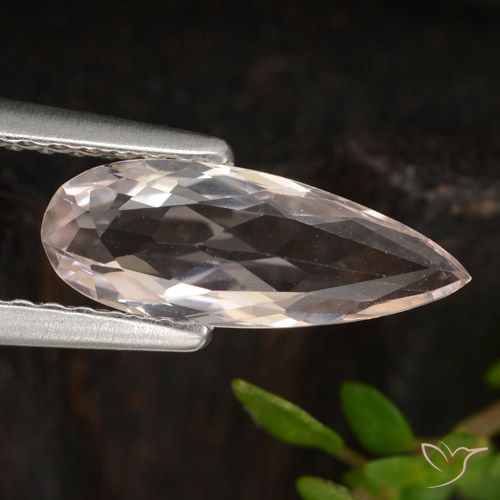 0.85ct Natural Very Light Pink Morganite, Pear Shape, VVS-VS