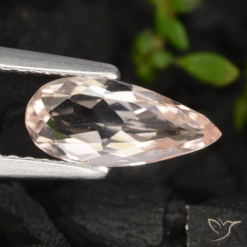 0.78ct Natural Salmon Pink Morganite, Pear Shape, VVS-VS
