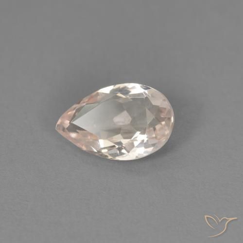 0.70ct Natural Medium Pink Morganite, Pear Shape, VVS-VS