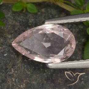 0.99 ct Pink Morganite Stone, Natural Morganite in Pear Facet Shape for Sale