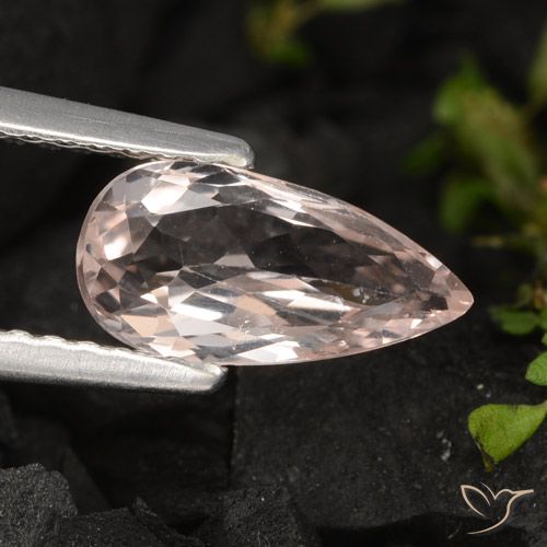 0.94ct Natural Salmon Pink Morganite, Pear Shape, VVS-VS