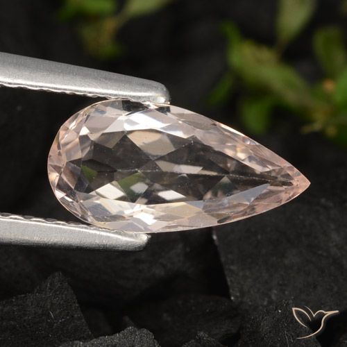0.80ct Natural Medium Pink Morganite, Pear Shape, VVS-VS