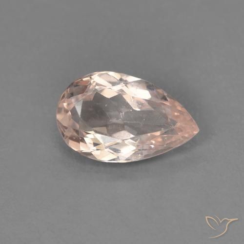 0.72ct Natural Medium Pink Morganite, Pear Shape, VVS-VS