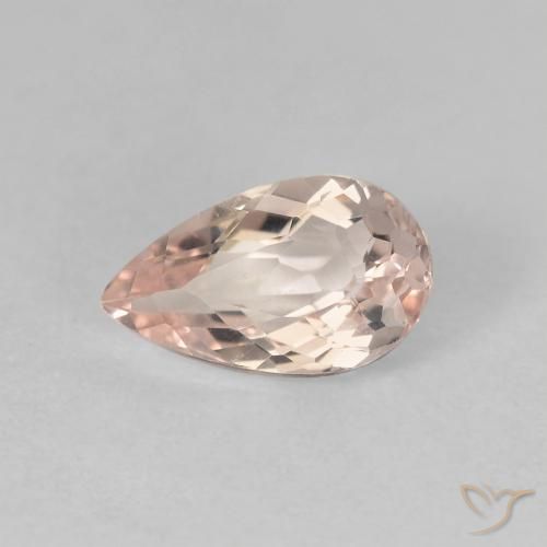0.99ct Natural Very Light Pink Morganite, Pear Shape, VVS-VS