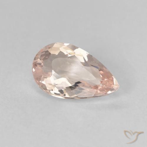 0.99 ct Pink Morganite Stone, Natural Morganite in Pear Facet Shape for Sale