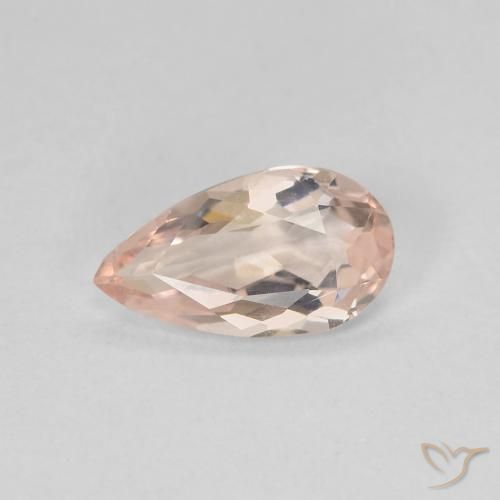 0.91ct Natural Medium Light-Pink Morganite, Pear Shape, VVS-VS