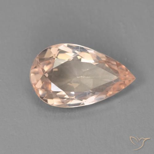 0.93 ct Pink Morganite Stone, Natural Morganite in Pear Facet Shape for Sale