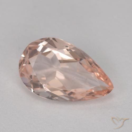 Lachs-rosa Morganit Edelstein - 0.9ct Birnen Schliff (ID: 473806)