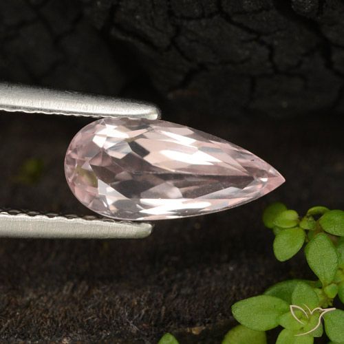 0.87ct Natural Light Pink Morganite, Pear Shape, VVS-VS