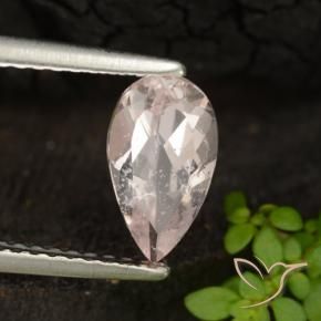 0.88 ct Pink Morganite Stone, Natural Morganite in Pear Facet Shape for Sale