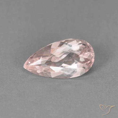 1.00ct Natural Flamingo Pink Morganite, Pear Shape, VVS-VS