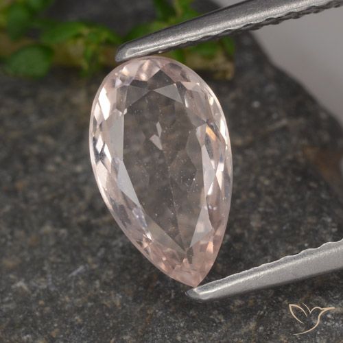 1.02ct Natural Light Pink Morganite, Pear Shape, VS