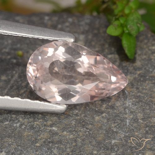 1.01ct Natural Medium Pink Morganite, Pear Shape, VVS-VS