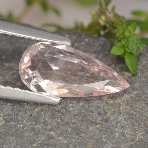 1.04ct Natural Medium Pink Morganite, Pear Shape, VVS