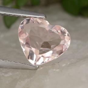 1.25 ct Pink Morganite Gemstone, Morganite Gem in Heart Facet Shape for Sale.