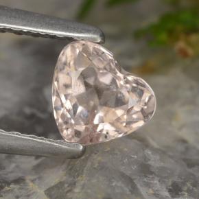 0.55 ct Pink Morganite Gemstone, Morganite Gem in Heart Facet Shape for Sale.