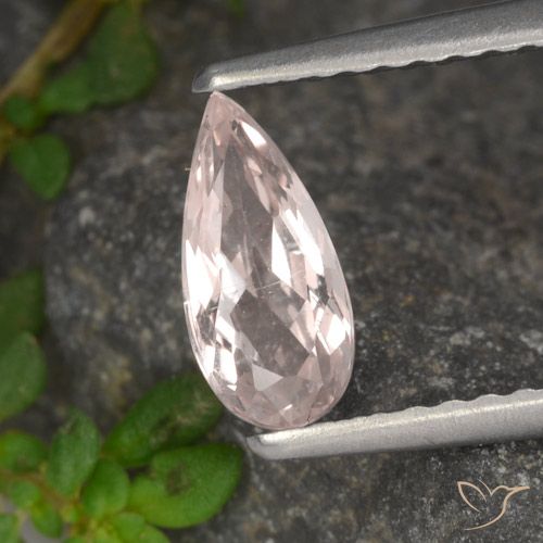 0.48ct Natural Medium-Light Pink Morganite, Pear Shape, VVS-VS