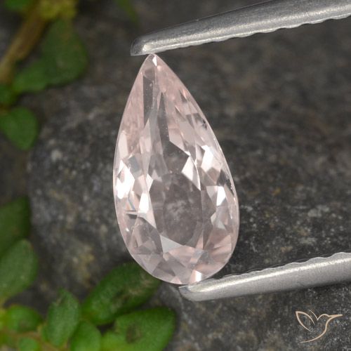 0.69ct Natural Rose Pink Tone Morganite, Pear Shape, VVS
