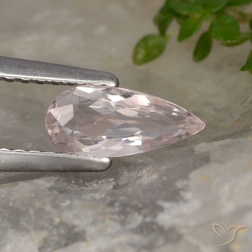 0.59ct Natural Coral Pink Tone Morganite, Pear Shape, VVS