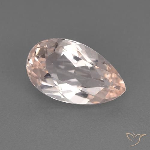 1.30 ct Pink Morganite Gemstone, Morganite Gem in Pear Facet Shape for Sale.