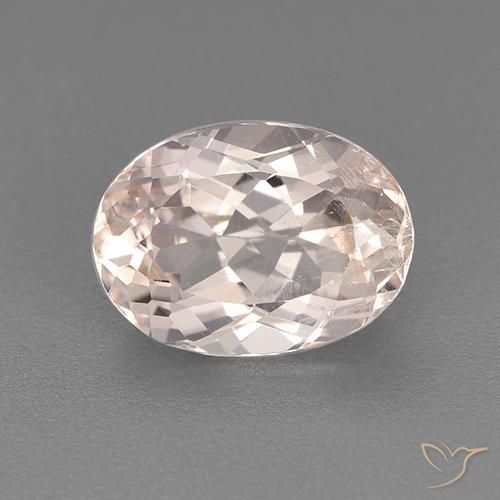 1.69ct Natural Very Light Pink Morganite, Oval, VS