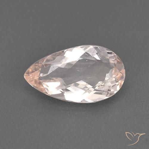 1.21ct Natural Salmon Pink Morganite, Pear Shape, VS