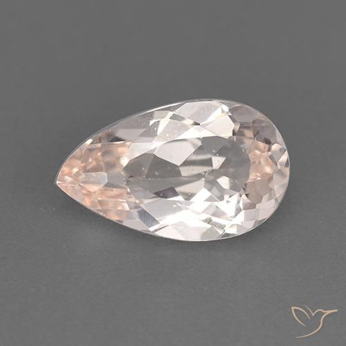 1.42ct Natural Salmon Pink Morganite, Pear Shape, VVS-VS