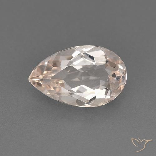 0.90ct Natural Very Light Pink Morganite, Pear Shape, VS