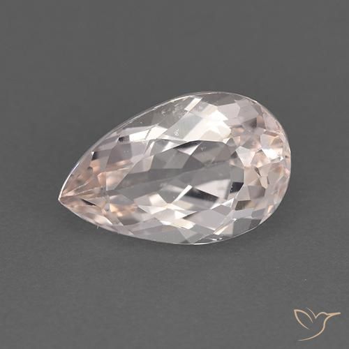 1.65ct Natural Very Light Pink Morganite, Pear Shape, VVS-VS