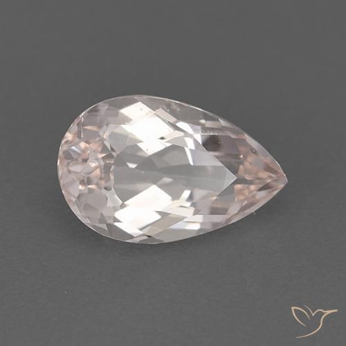 1.65 ct Pink Morganite Stone, Natural Morganite in Pear Facet Shape for Sale