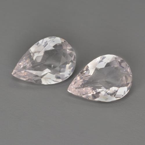Matching Pair of 8.9 x 6.2mm Pear Facet Pink Morganite, Weight of 2.02ct total / avg. 1.01ct each, Matching Morganite Pair in VVS-VS Clarity in Light Pink Color, Natural untreated gemstone, Mohs Hardness 7.5 - 8 suitable for daily wear jewelry, Photo A