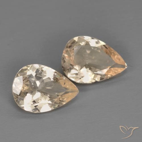 1.39 ctw Orange Morganite Stones, Natural Morganite in Pear Facet Shape for Sale