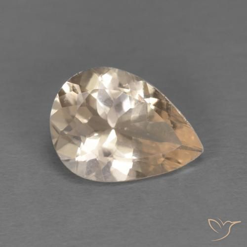 0.74 ct Golden Morganite Stone, Natural Morganite in Pear Facet Shape for Sale