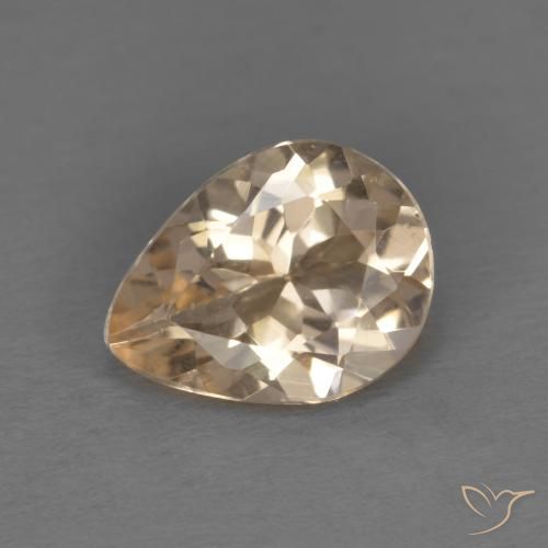 0.85 ct Golden Morganite Stone, Natural Morganite in Pear Facet Shape for Sale