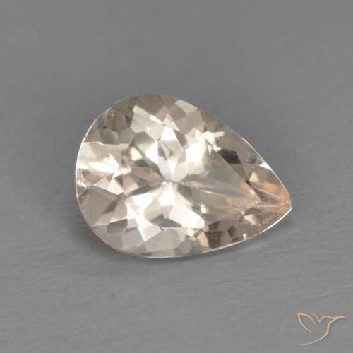 0.76ct Natural Salmon Pink Morganite, Pear Shape, VS