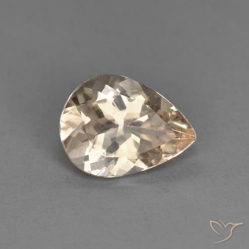 0.84 ct Golden Morganite Stone, Natural Morganite in Pear Facet Shape for Sale