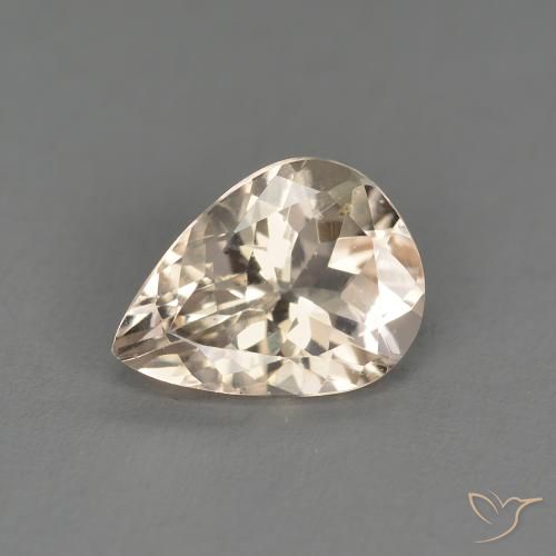 0.95ct Natural Light Golden Morganite, Pear Shape, VS