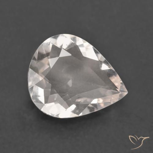 1.63ct Natural Very Light Pink Morganite, Pear Shape, VS