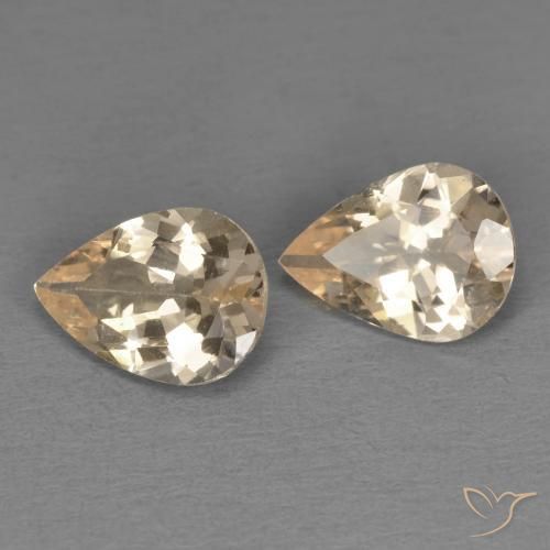 1.85 ctw Orange Morganite Stones, Natural Morganite in Pear Facet Shape for Sale