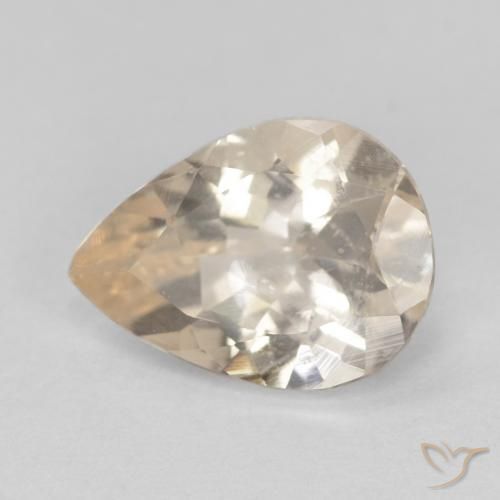 0.85 ct Golden Morganite Stone, Natural Morganite in Pear Facet Shape for Sale