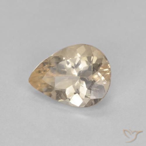 0.84 ct Golden Morganite Stone, Natural Morganite in Pear Facet Shape for Sale