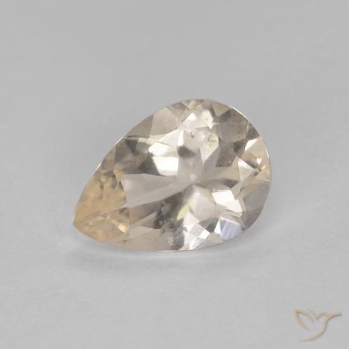 0.76 ct Golden Morganite Stone, Natural Morganite in Pear Facet Shape for Sale