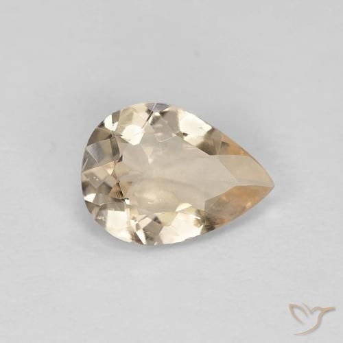0.66 ct Golden Morganite Stone, Natural Morganite in Pear Facet Shape for Sale
